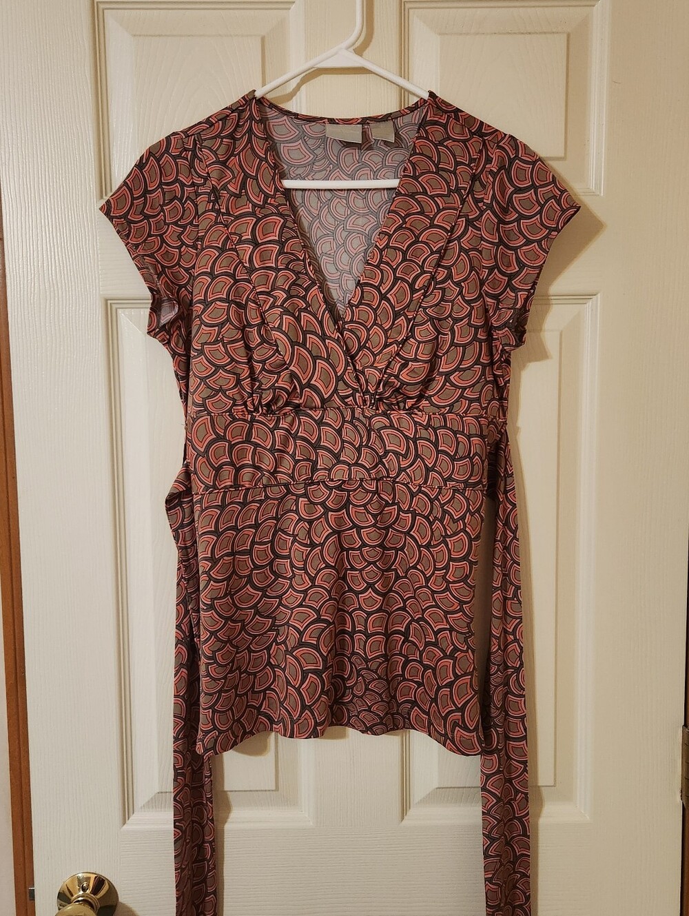 Vintage Tailor B. Moss Y2K 90s Babydoll Top Size M Waist Tie Cap Sleeve Pink